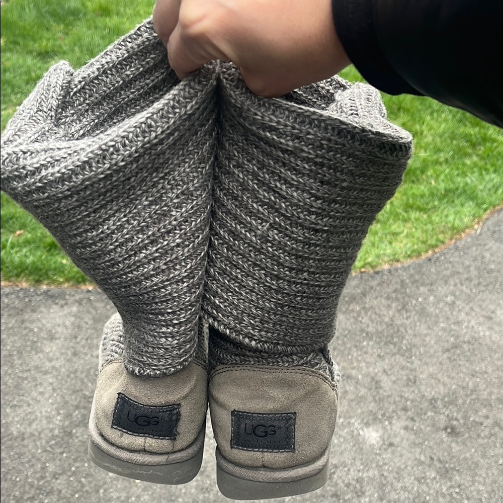 {UGG} Gray Knit Button Boots